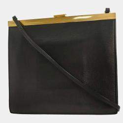 Pre Owned حقيبة كتف سيلين جلد سوداء بقفل