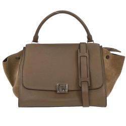 Pre Owned Celine Brown Leather Suede Trapeze 2Way Handbag