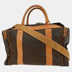 مملوكة مسبقًا حقيبة سيلين "دافل" كانفاس مكادام مطلية بني