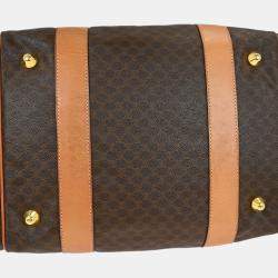 مملوكة مسبقًا حقيبة سيلين "دافل" كانفاس مكادام مطلية بني