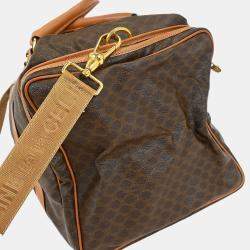 مملوكة مسبقًا حقيبة سيلين "دافل" كانفاس مكادام مطلية بني