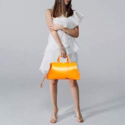 Pre Owned Celine Doctor Orange Leather Frame Bag