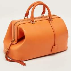 Pre Owned Celine Doctor Orange Leather Frame Bag
