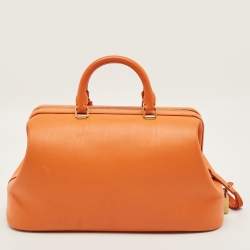 Pre Owned Celine Doctor Orange Leather Frame Bag