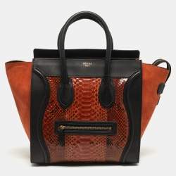 مملوكة مسبقًا Celine Luggage Mini Black/Brown Python and Leather Tote