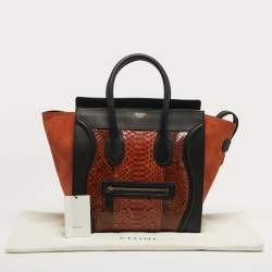 مملوكة مسبقًا Celine Luggage Mini Black/Brown Python and Leather Tote