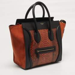 مملوكة مسبقًا Celine Luggage Mini Black/Brown Python and Leather Tote