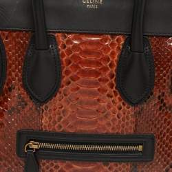 مملوك ة مسبقًا Celine Luggage Mini Black/Brown Python and Leather Tote