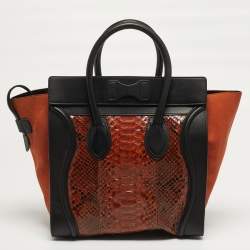 مملوكة مسبقًا Celine Luggage Mini Black/Brown Python and Leather Tote
