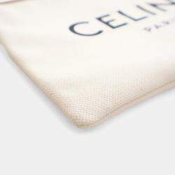 Pre Owned Celine White Large Mixed Fibers Logo Clutch