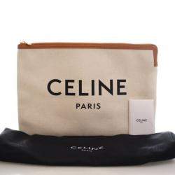 Pre Owned Celine White Large Mixed Fibers Logo Clutch