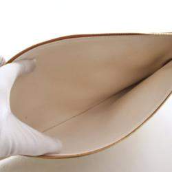 Pre Owned Celine White Large Mixed Fibers Logo Clutch