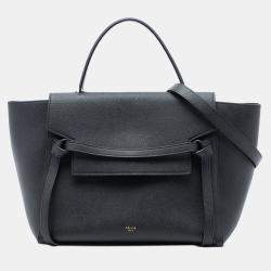 Pre Owned Celine Black Mini Grained Calfskin Belt Bag