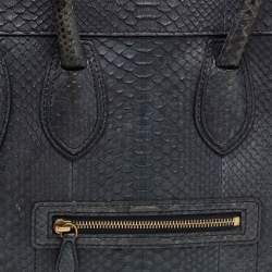 Pre Owned Celine Luggage Mini Navy Blue Python Tote