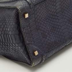 Pre Owned Celine Luggage Mini Navy Blue Python Tote