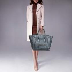 Pre Owned Celine Luggage Mini Navy Blue Python Tote