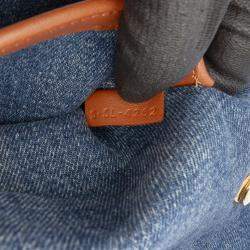 Pre Owned Celine Blue Matelasse Denim Monochrome Chain Shoulder Bag