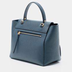 Pre Owned حقيبة حزام سيلين جلد العجل المحبب الصغير الأزرق