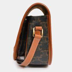 Pre Owned Celine 2020 Brown Triomphe Canvas/Leather Folco Crossbody