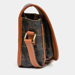 Pre Owned Celine 2020 Brown Triomphe Canvas/Leather Folco Crossbody