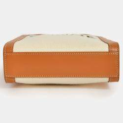 مملوكة مسبقًا حقيبة يد توتس سيلين ميني كاباس قماش بشعار بيج مع حزام