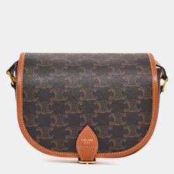 Pre Owned حقيبة كروس فولكو سيليين كانفاس/جلد بني متوسط تريومف