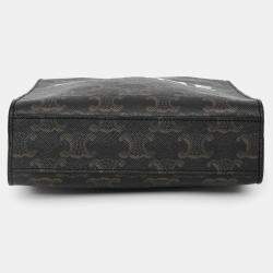 مملوكة مسبقًا حقيبة كاباس عمودية صغيرة تريومفيه قماش/جلد أسمر سيلين مع حزام 2021