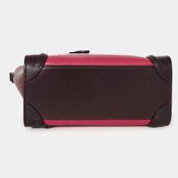 Pre Owned Celine 2014 Purple/Burgundy Leather Nano Luggage Bag with Strap
