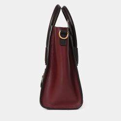 Pre Owned Celine 2014 Purple/Burgundy Leather Nano Luggage Bag with Strap