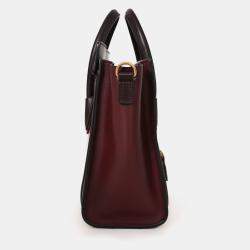 Pre Owned Celine 2014 Purple/Burgundy Leather Nano Luggage Bag with Strap