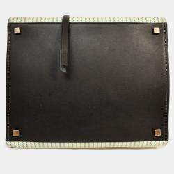 مملوكة مسبقًا Celine Green/Cream Pinstripe Canvas Luggage Phantom Tote