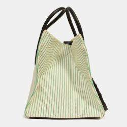 مملوكة مسبقًا Celine Green/Cream Pinstripe Canvas Luggage Phantom Tote