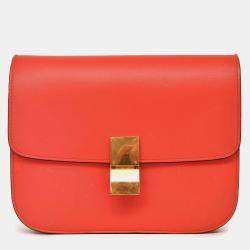 Pre Owned حقيبة كروس بودي سيلين كلاسيك بوكس جلد أحمر متوسط 2012