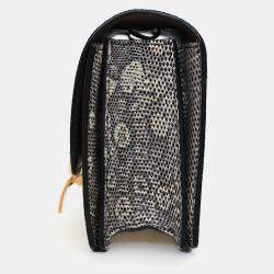 Pre Owned حقيبة كتف كلاسيكية صغيرة صندوق سحلية رمادي/كريم سيلين