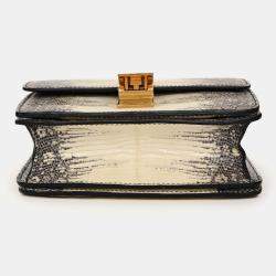 Pre Owned حقيبة كتف كلاسيكية صغيرة صندوق سحلية رمادي/كريم سيلين