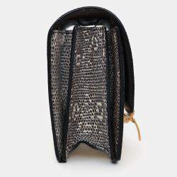 Pre Owned حقيبة كتف كلاسيكية صغيرة صندوق سحلية رمادي/كريم سيلين