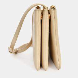مملوكة مسبقًا Celine 2016 Beige Leather Trio Crossbody