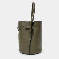 Pre Owned Celine Green Leather Nano Big Bucket Bag With Strap