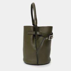 Pre Owned Celine Green Leather Nano Big Bucket Bag With Strap