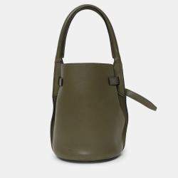 Pre Owned Celine Green Leather Nano Big Bucket Bag With Strap