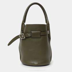 Pre Owned Celine Green Leather Nano Big Bucket Bag With Strap