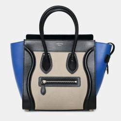 مملوكة مسبقًا Celine Black/Blue/Taupe Leather Micro Luggage Bag