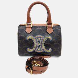 Pre Owned Celine Brown Canvas Triumph Boston Bag Small