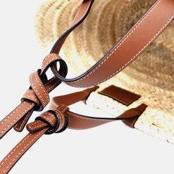 Pre Owned حقيبة كتف سلين تريومف من القش بيج/بني