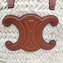 Pre Owned حقيبة كتف سلين تريومف من القش بيج/بني