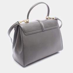 Pre Owned Celine 16 Seize Medium Handbag  Leather  Gray