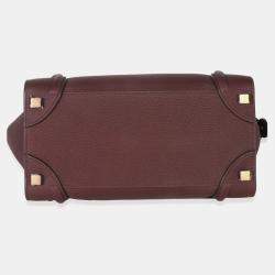 مملوكة مسبقًا حقيبة سيلين مايكرو لاغيدج جلد عجل برغندي مطبوع