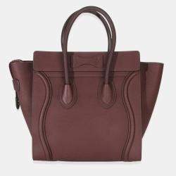 مملوكة مسبقًا حقيبة سيلين مايكرو لاغيدج جلد عجل برغندي مطبوع