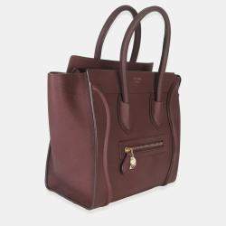 مملوكة مسبقًا حقيبة سيلين مايكرو لاغيدج جلد عجل برغندي مطبوع