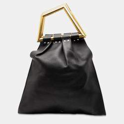 Pre Owned Celine Black Leather Open Triangle Sac Handbag